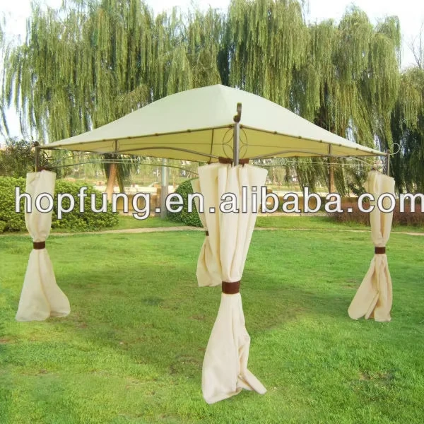 Round Metal Gazebo with milky white sidewall arbours for garden pvc material gazebo