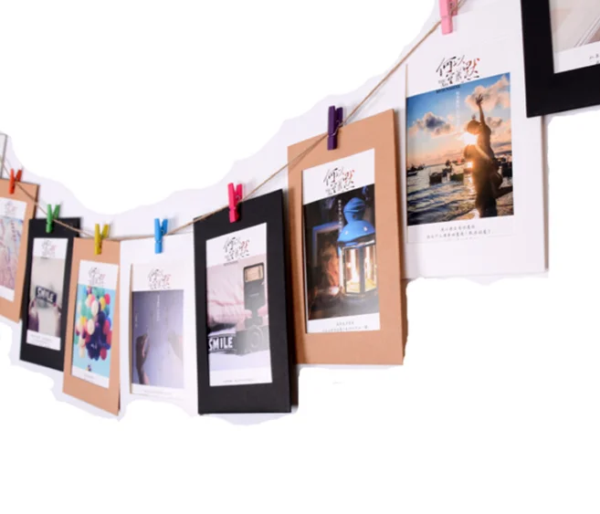 cheap DTY 10pcs/set 10 colours easy install paper photo frame hanging picture frame
