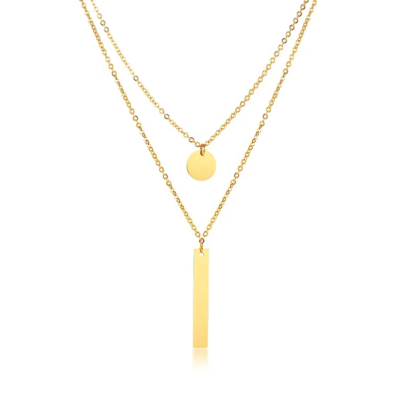 AD Jewelry Stainless Steel Layering Choke Heart Necklace with 18 K Gold Plated Moon Star Disc Pearl Pendant for Women Factory