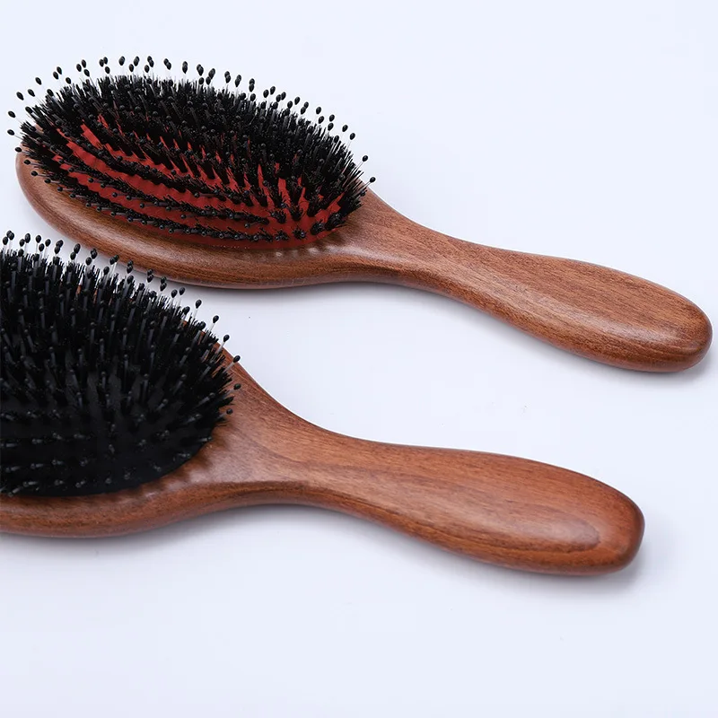 Dry Detangling Brush Beech Wood Hair Comb Boar Bristle Massage Hair Brush