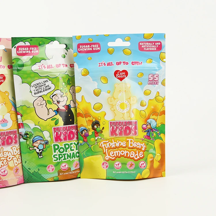 Printed Resealable Freeze Dried Candy Gummies Chocolate Custom Logo Snack Food Packaging Plastic Zipper Nuts Bag Doypack Package