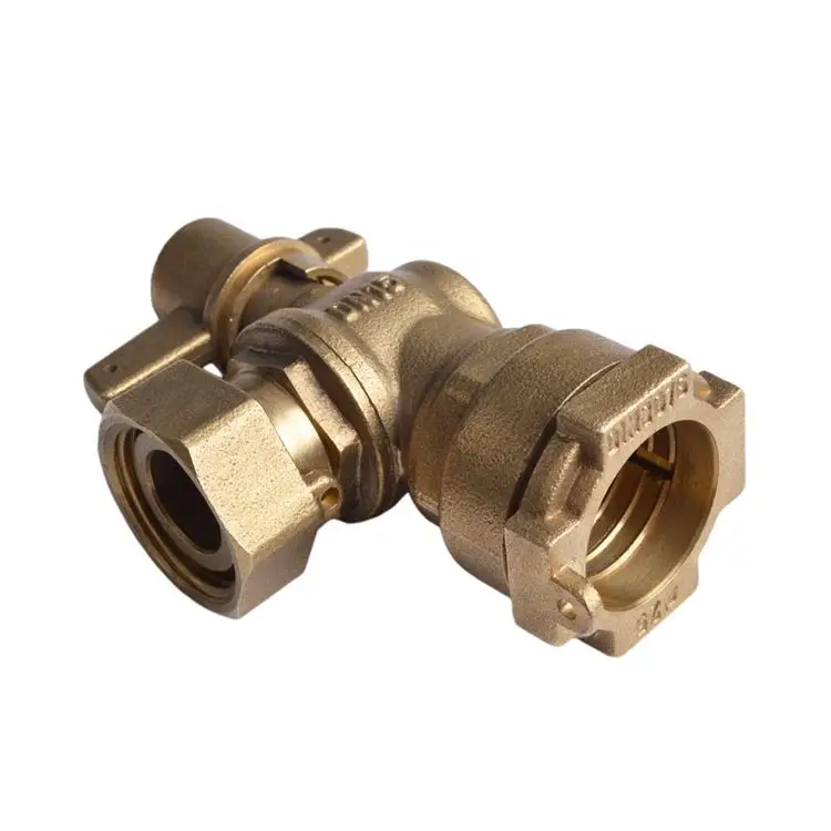 DN15 DN20 22mm Cw617n Brass Lockable Water Meter Ball Valve Right Angle Lockable
