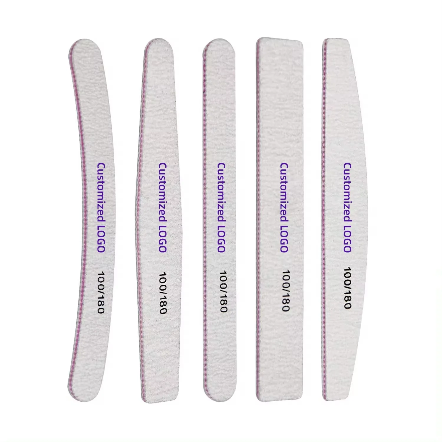 Professional Custom Printed Logo Double Side Disposable Rectangle Nail File 80/100/180 Grit Japan Sandpaper Nail File