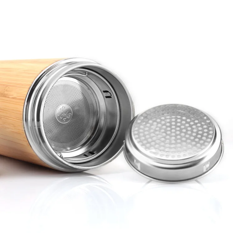 Natural Bamboo Stainless Steel tea thermos flask thermos 350ml