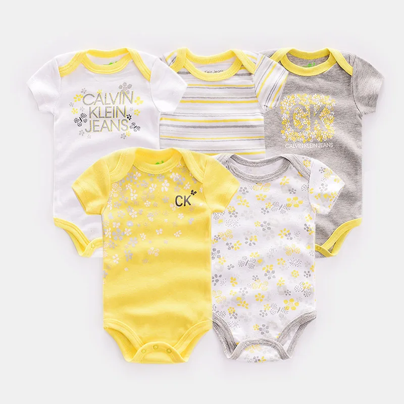 Wholesale New Born Cute Short Sleeve Summer Cotton Infant Baby Boys Girls Jumpsuits Rompers