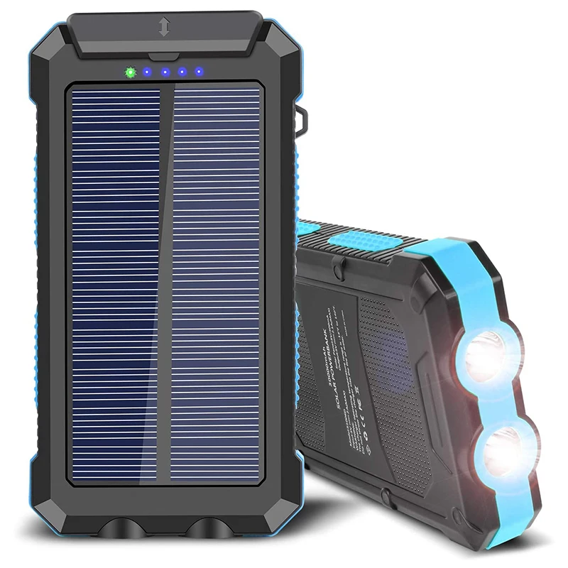 
Amazon Hot Selling 30000 Mah Solar Mobie Phone Charger Solar Powerbank Dual Usb Solar Power Bank Waterproof With Led Light 
