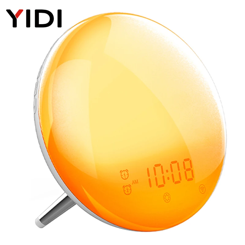 
With Led Display Digital Kids Desk & Table Wake Up Light Sunrise Simulation Smart Alarm Clock Radio Tuya Wifi Smart Home Alexa 