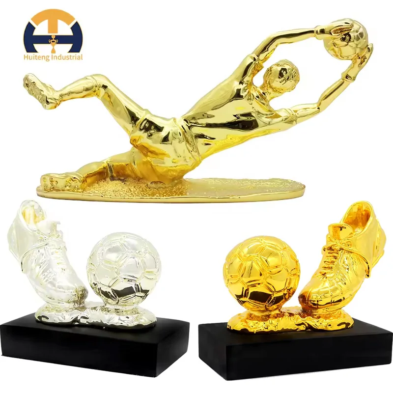 High quality Major League Soccer Goalkeeper Trophy Golden Boot Wholesale Creative Gold Plated soccer match resin trophy