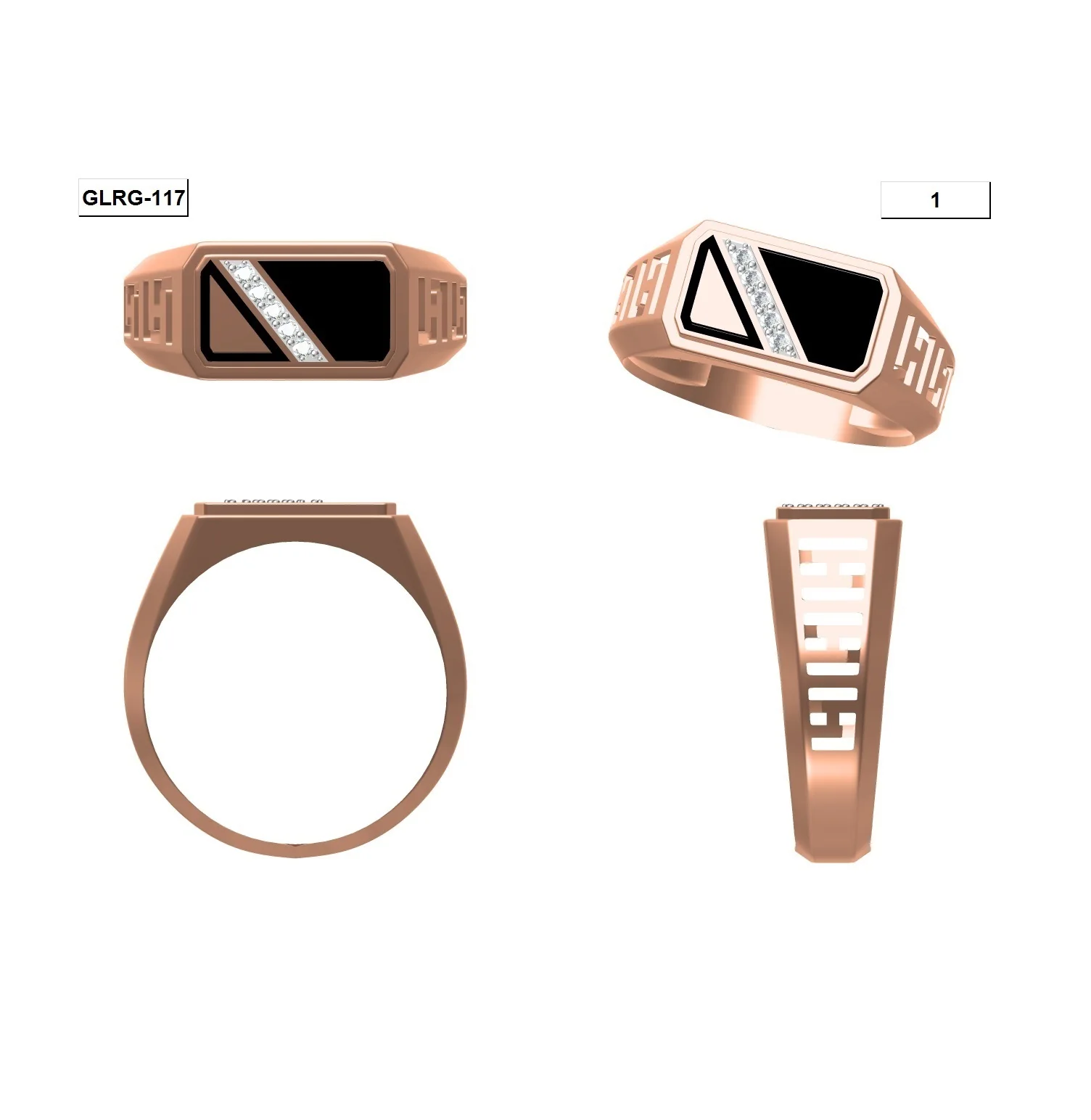 
Royal Jewellery Blanks 18K Gold 5 Gram Signet Rose Gold Ring Designs Collection For Men in Natural IGI Certified Diamond 