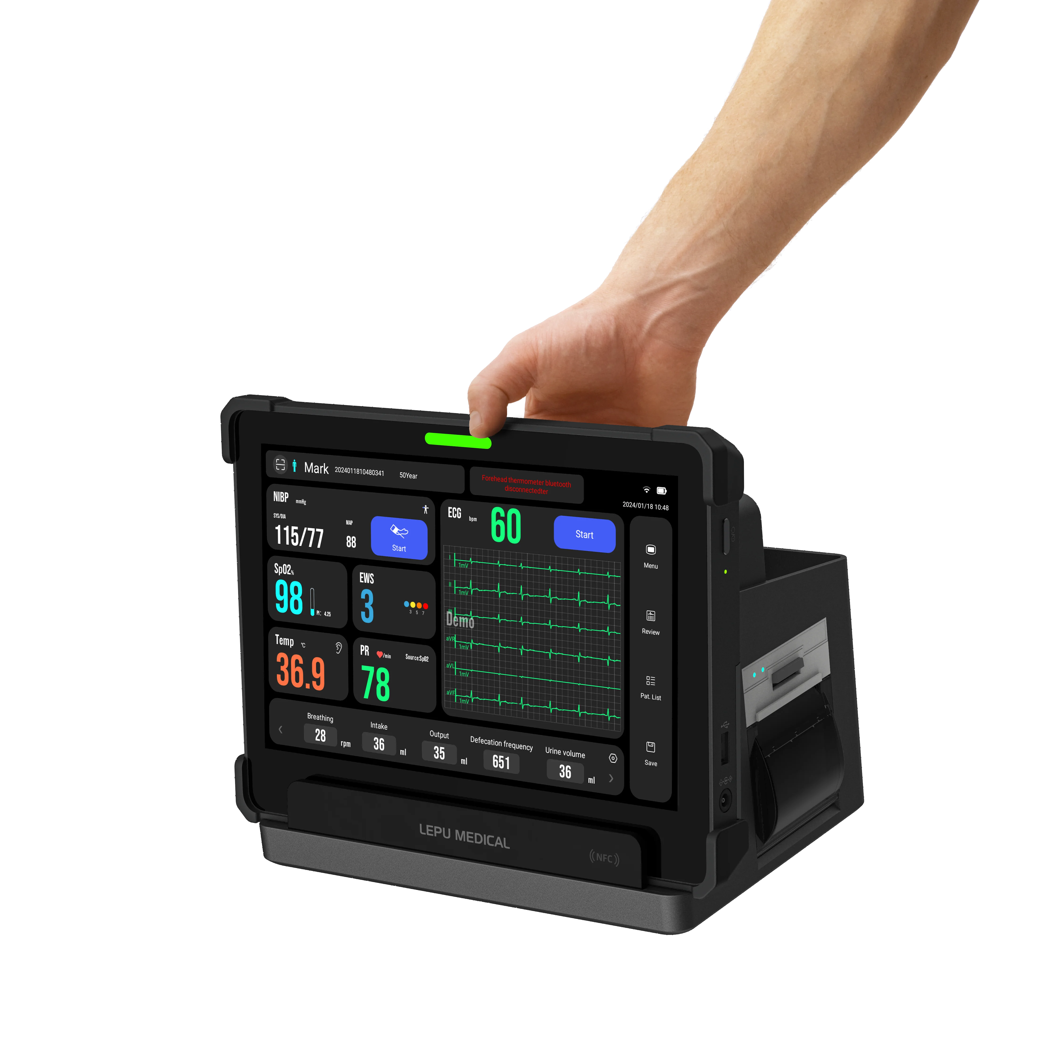 AI Analysis Portable Tablet Vital Signs Monitor for Outpatient, Triage Desk, Emergency and Ward Rounds