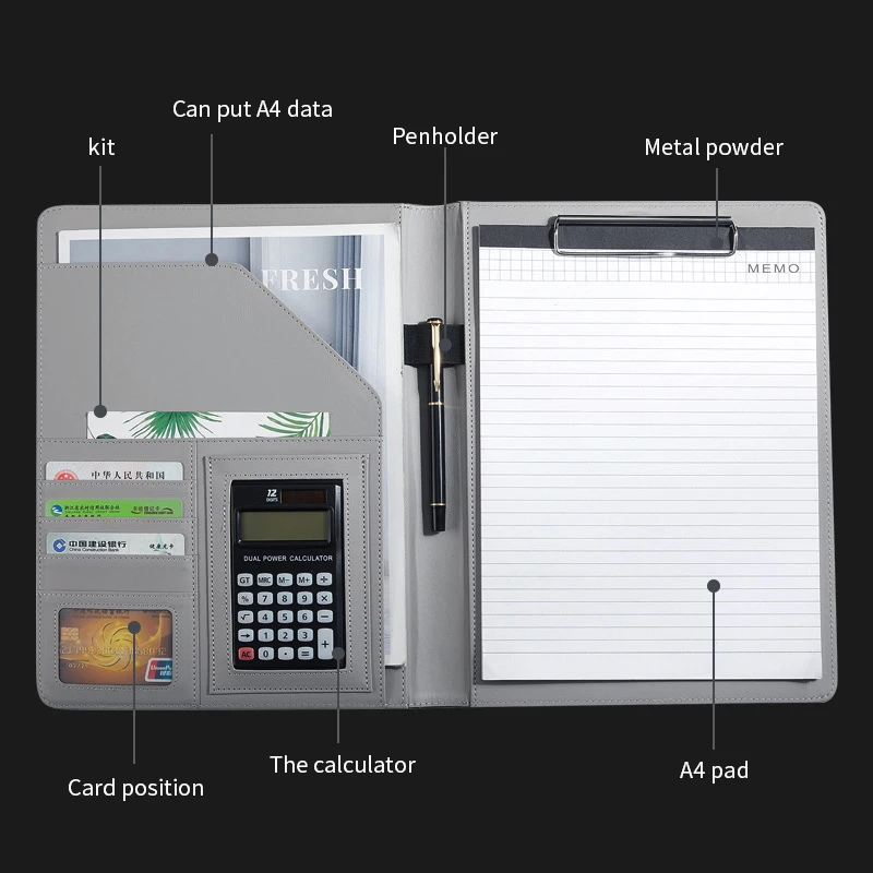 A4 Paper Pu Custom Logo Manager Signature Business Portfolio Organizer File Folder