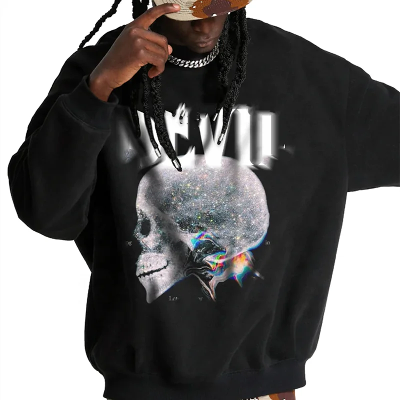 Dec Manufacturer Custom Men O-neck Pullover Hip Hop Fleece Cotton Logo DTG Print Crewneck Sweatshirt Sweater Bulk