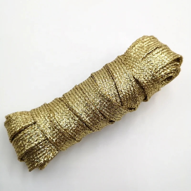 Wholesale various color silver gold glitter flat tubular blinking glitter shoe laces