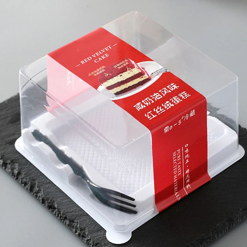 RZ Disposable Plastic PET packaging Blister Boxes transparent Clear Cupcake Dessert Container with Lid cake slice box