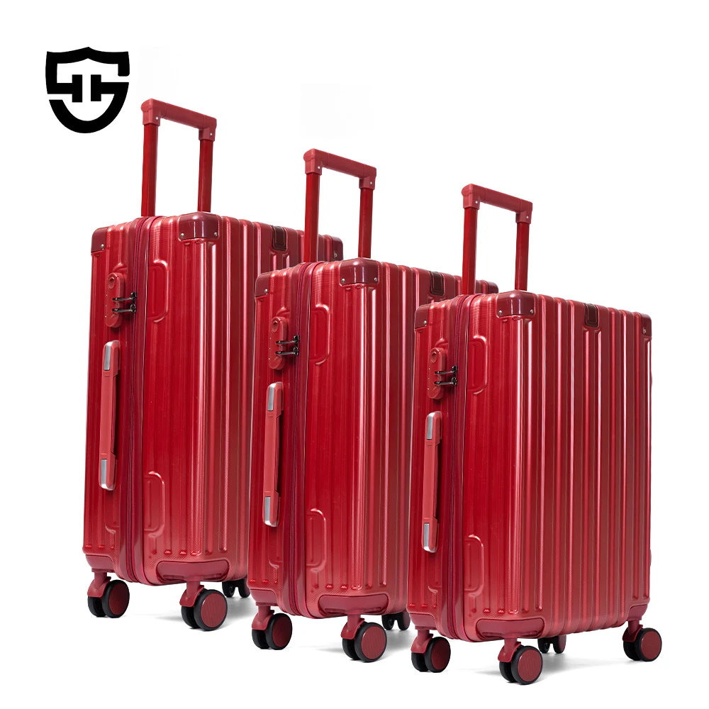 New style hard side 4 pieces luggage travel set red ABS PC material travel trolley suitcase lightweight luggage set