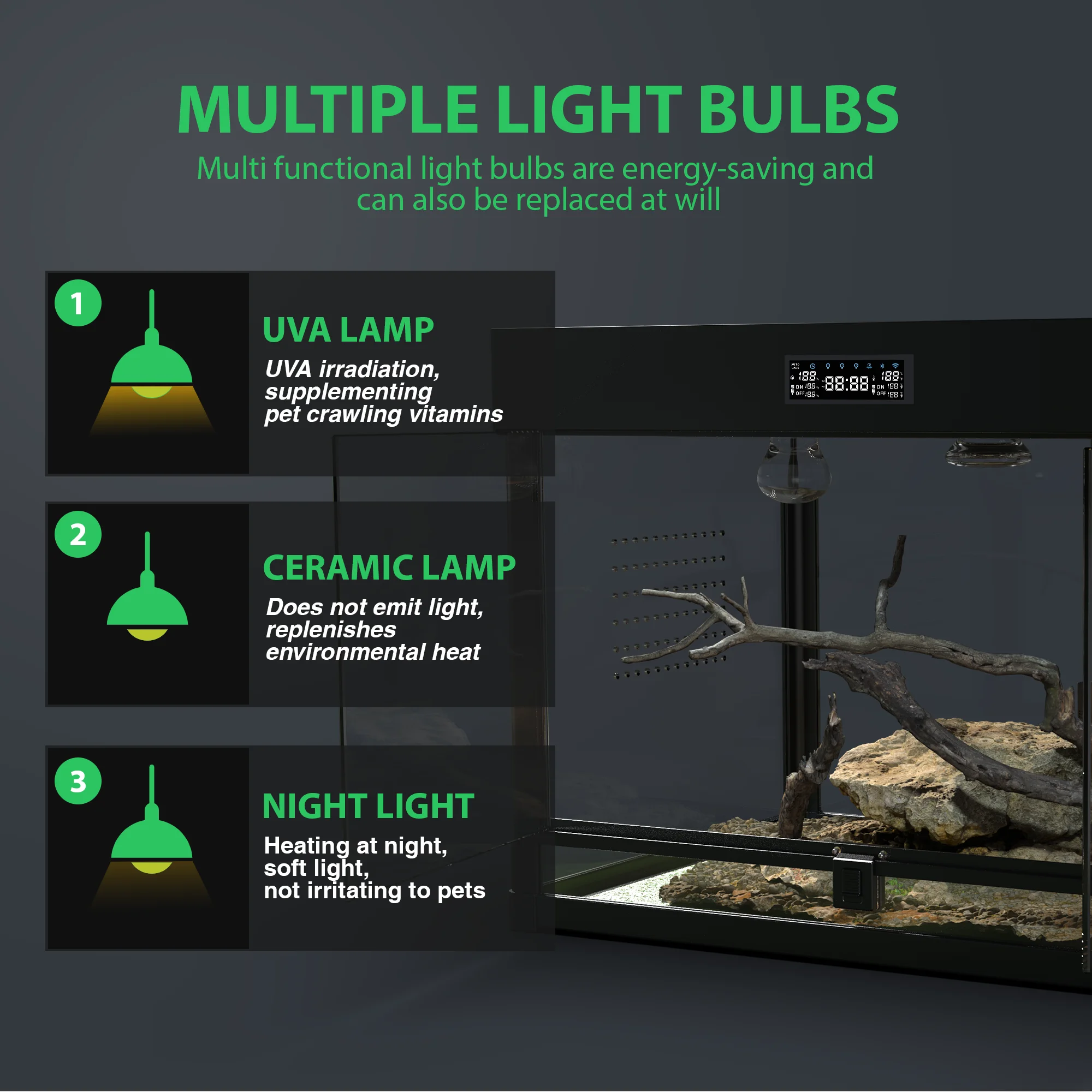 Smart Reptile Terrarium Factory Direct Enclosure Reptile Habitat with APP Control Reptile Tank Snake Gecko Lizard Terrariums