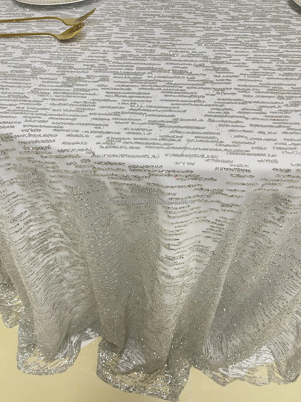 Wholesale Silver Round Table Clothes Sequins Tablecover Wedding Table Clothes