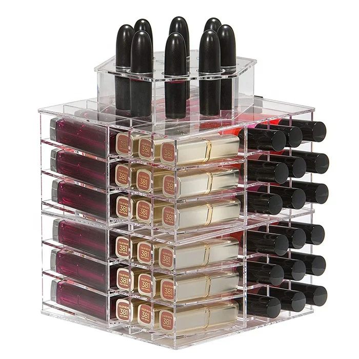 New Factory Lipstick Organizer Case Acrylic Display Rotating Cosmetic Makeup Clear Holder