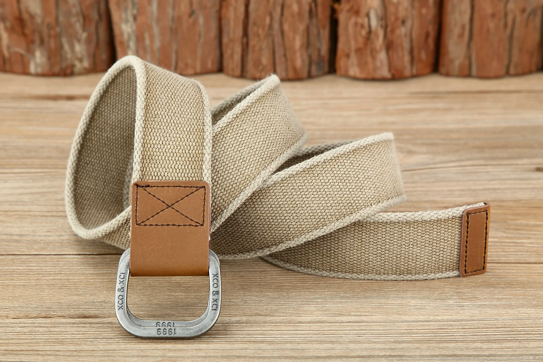 Men Genuine Leather Canvas Fabric Belts Casual Web Cloth Belts with Black Double Ring Buckle