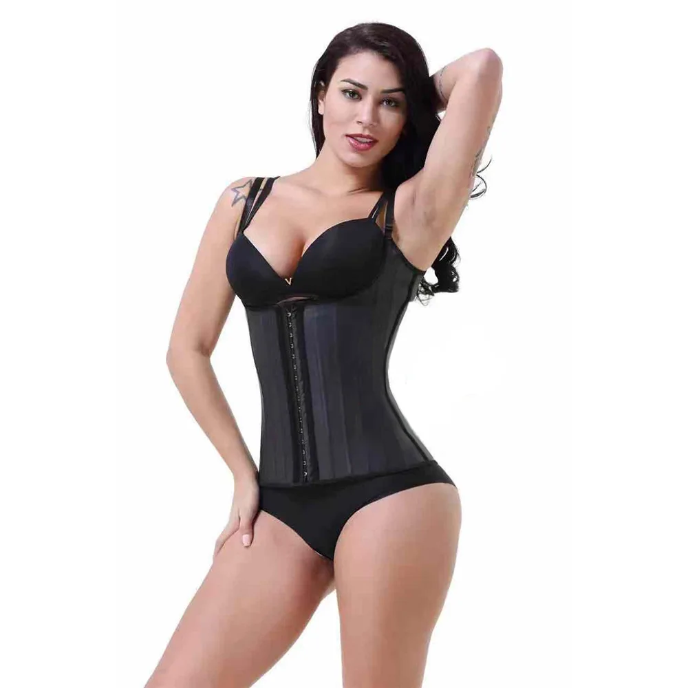 XXS-6XL Wholesale Custom The Steel Bone Matte Rubber Corset Latex Shaper With Thin Shoulder Straps For Ladies Waist Trainer Belt