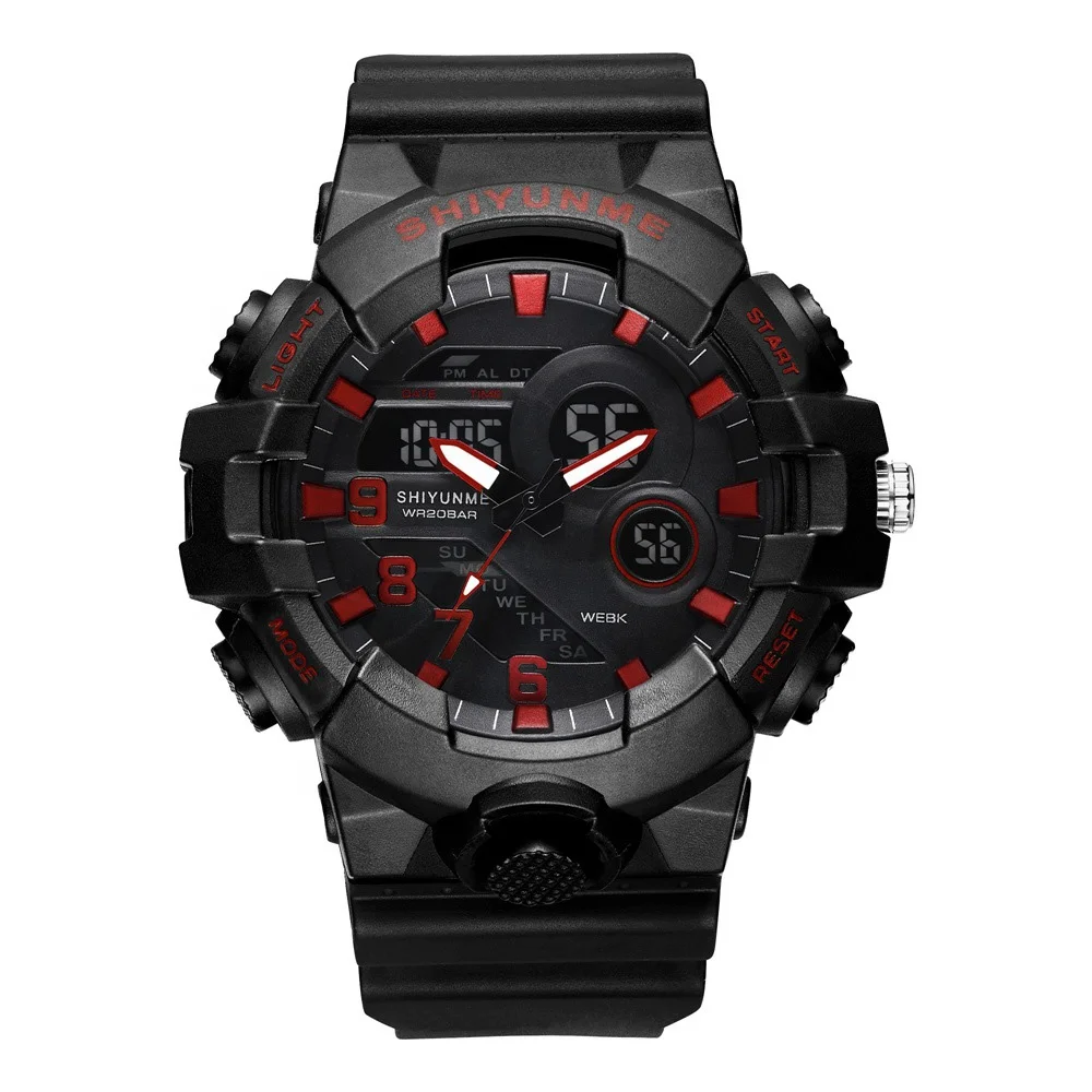 New Model Relojes Analog Digital Sport Watch Led Light Alarm Double Time Display Style Men Fitness Watches
