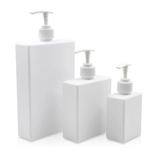 250ml 500ml 1000ml Empty Flat Square Lotion Bottle Plastic Hotel Shampoo Bottles with Custom LOGO printing