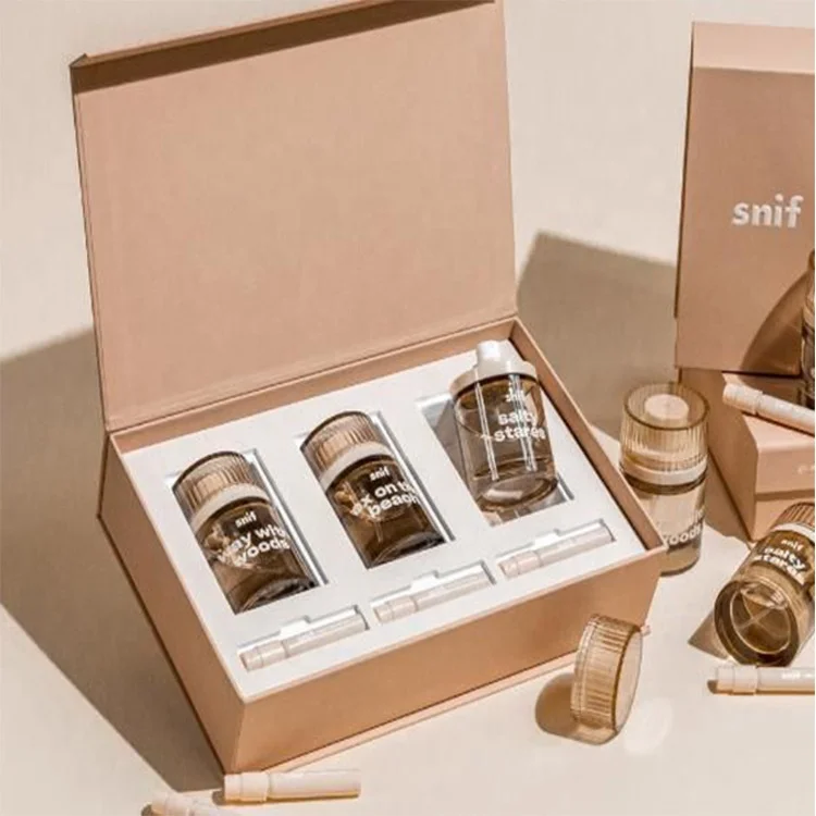 Custom Logo Luxury Rigid Magnetic Closure Book Shape Cosmetic Jar Packaging Box With Satin Line