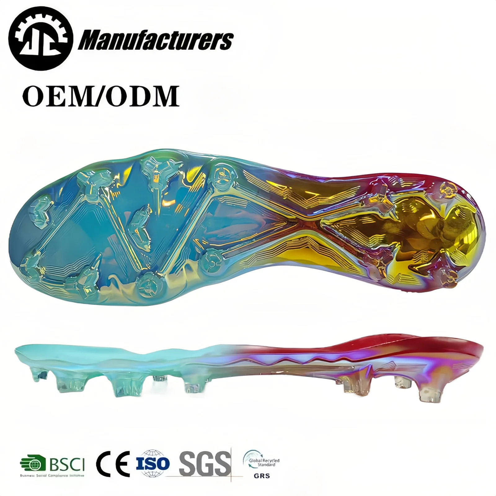 BSCI Manufacturer Electroplating football boots soles TPU soccer sole outsoles