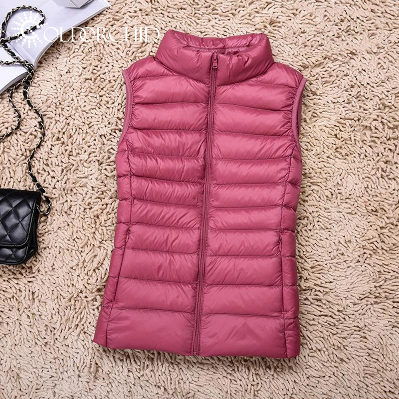 Wholesale Sleeveless Customized Logo Women down vest light duck winter down jacket