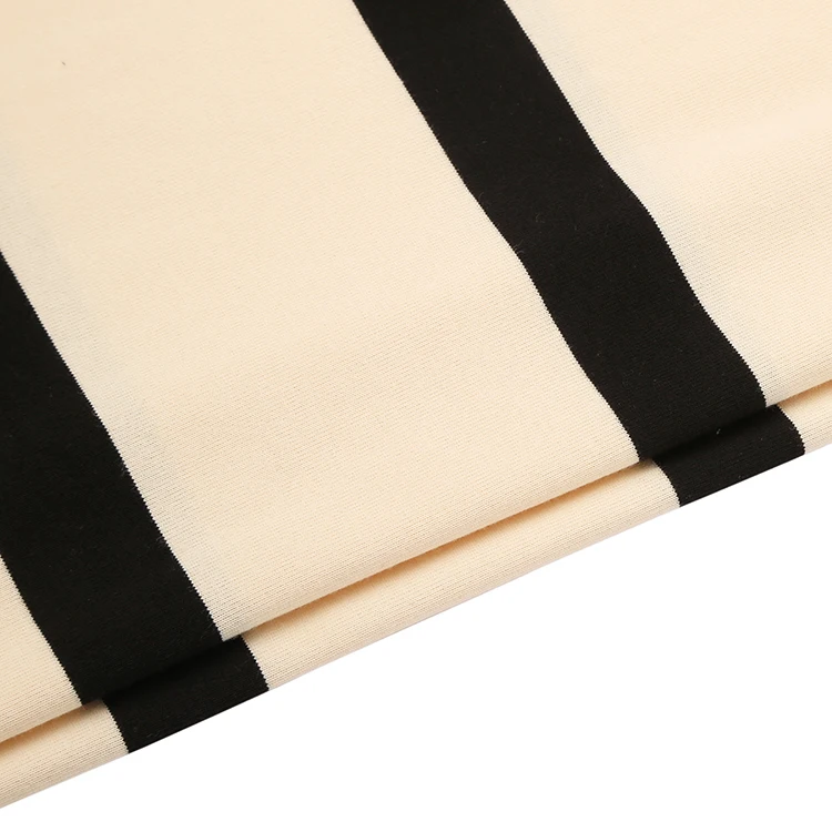 Wholesale Thick 230gsm 100% Cotton Double Yarn Yarn-Dyed Stripe Single Jersey Fabric for Loungewear and T-Shirts
