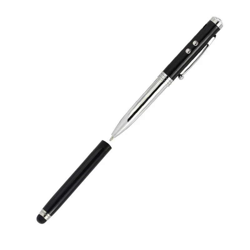 New style 4 In 1 multifunctional metal stylus pen LED light capacitance pen laser pointer stylus with Flashlight