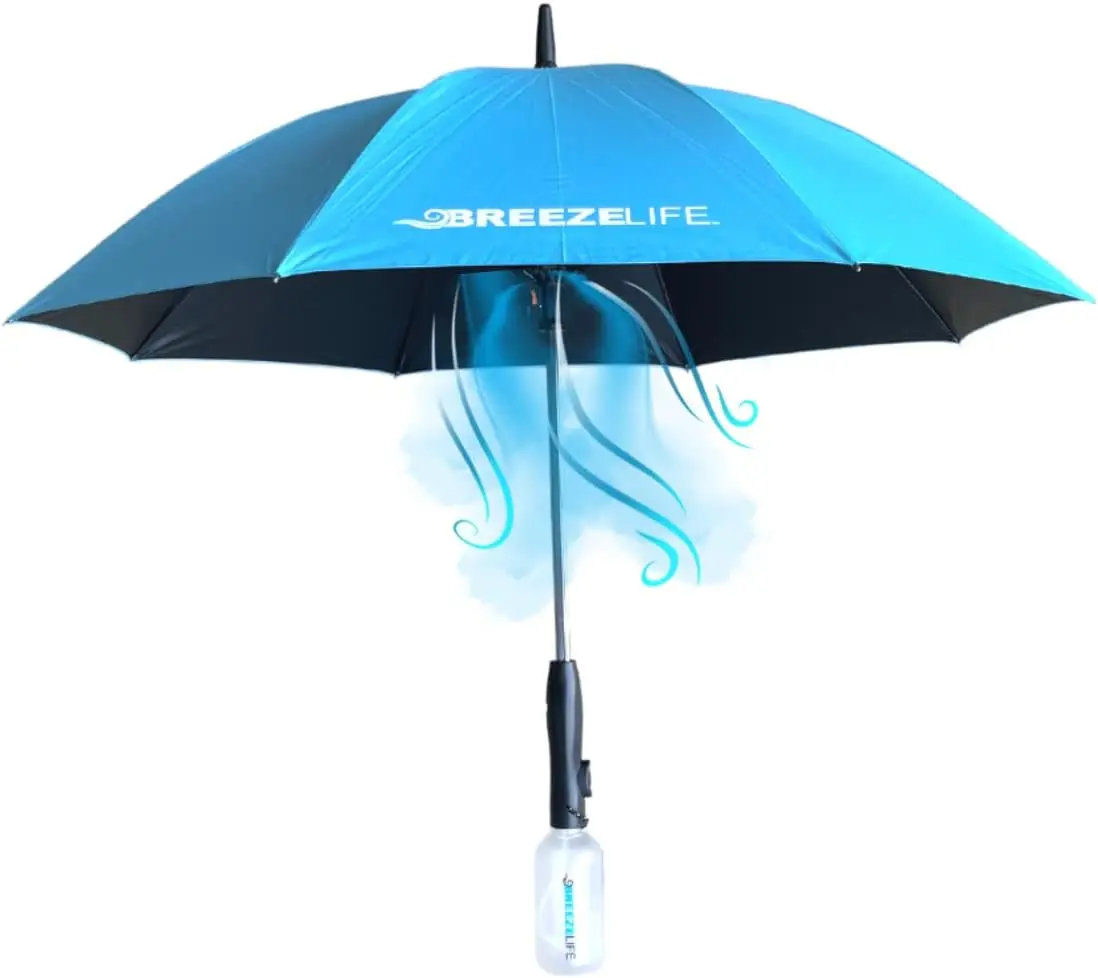 Outdoor Mist Cooling Fan Umbrella With Fan And Water Spray Function
