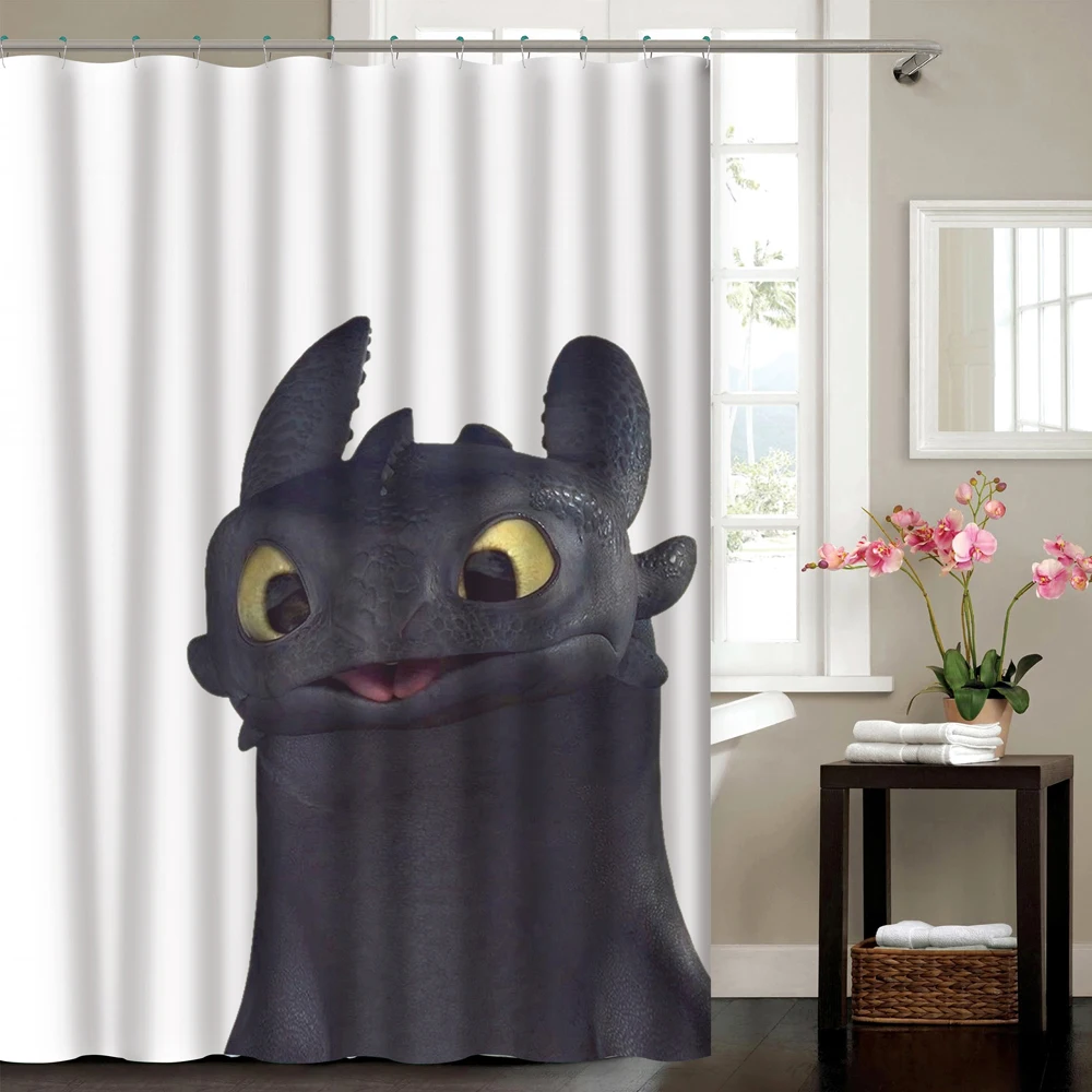 Wholesale Custom Design Digital Printing Fancy Cute Cartoon Characters Printed Bathroom Shower Curtains