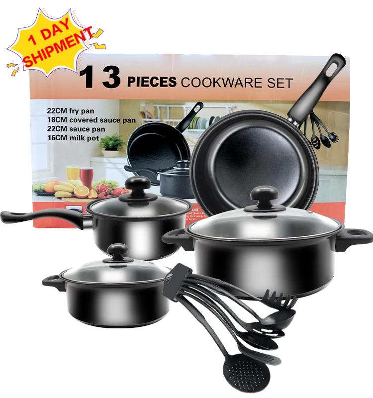 
Non Stick Die Casting Cast Iron Kitchen Cooing Pot Frying Pan Casserole Cookware Sets With Glass Lid 