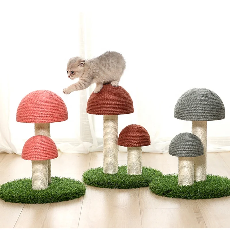 Лидер продаж 2021, новая роскошная жесткая чесалка для кошек из массива дерева с лужайкой-грибом