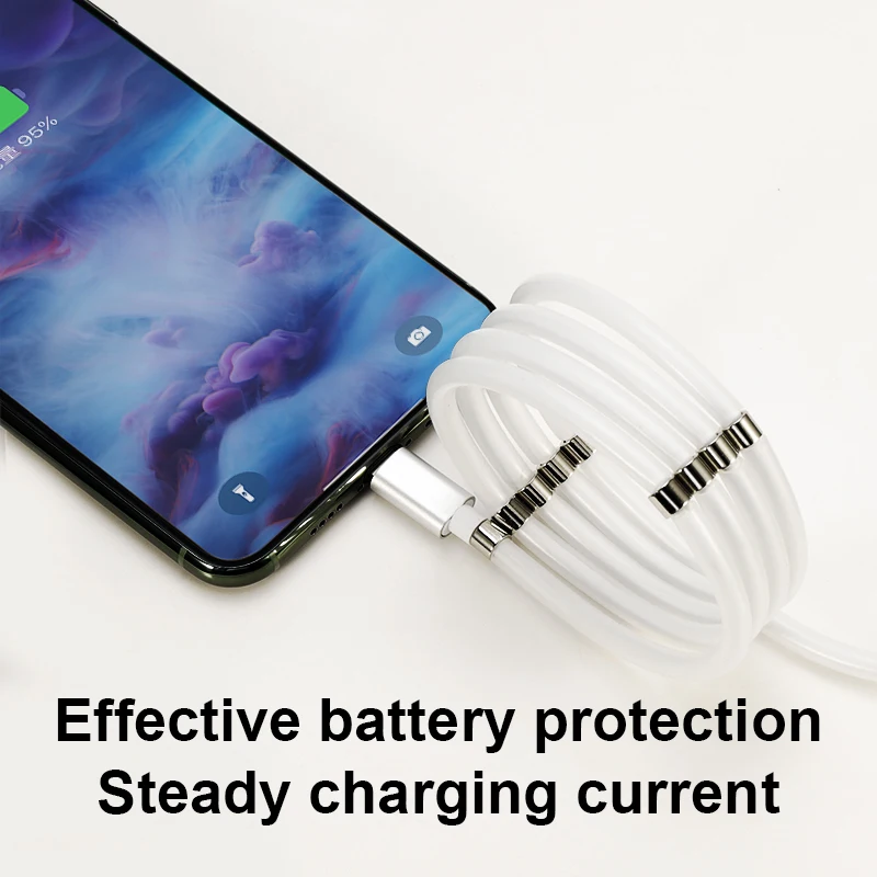 
Cables USB Light LED Micro Magnetic Self Winding Organizing Charging Cable Type c Fast Cable 