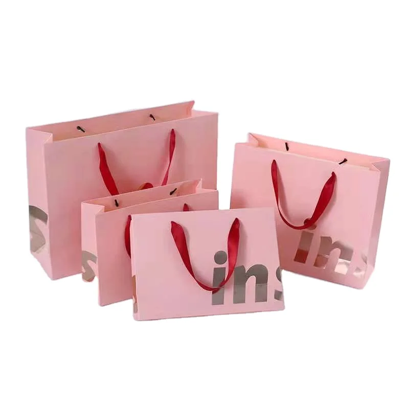 Wholesale Custom Logo Cardboard Gift Tote Bag With Gold Foil For Gift Packing