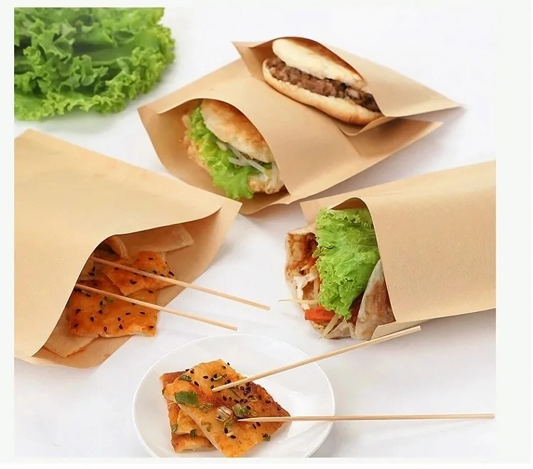 Customized Disposable Sandwich Hamburger PE Coated single doughnut food paper bag packaging