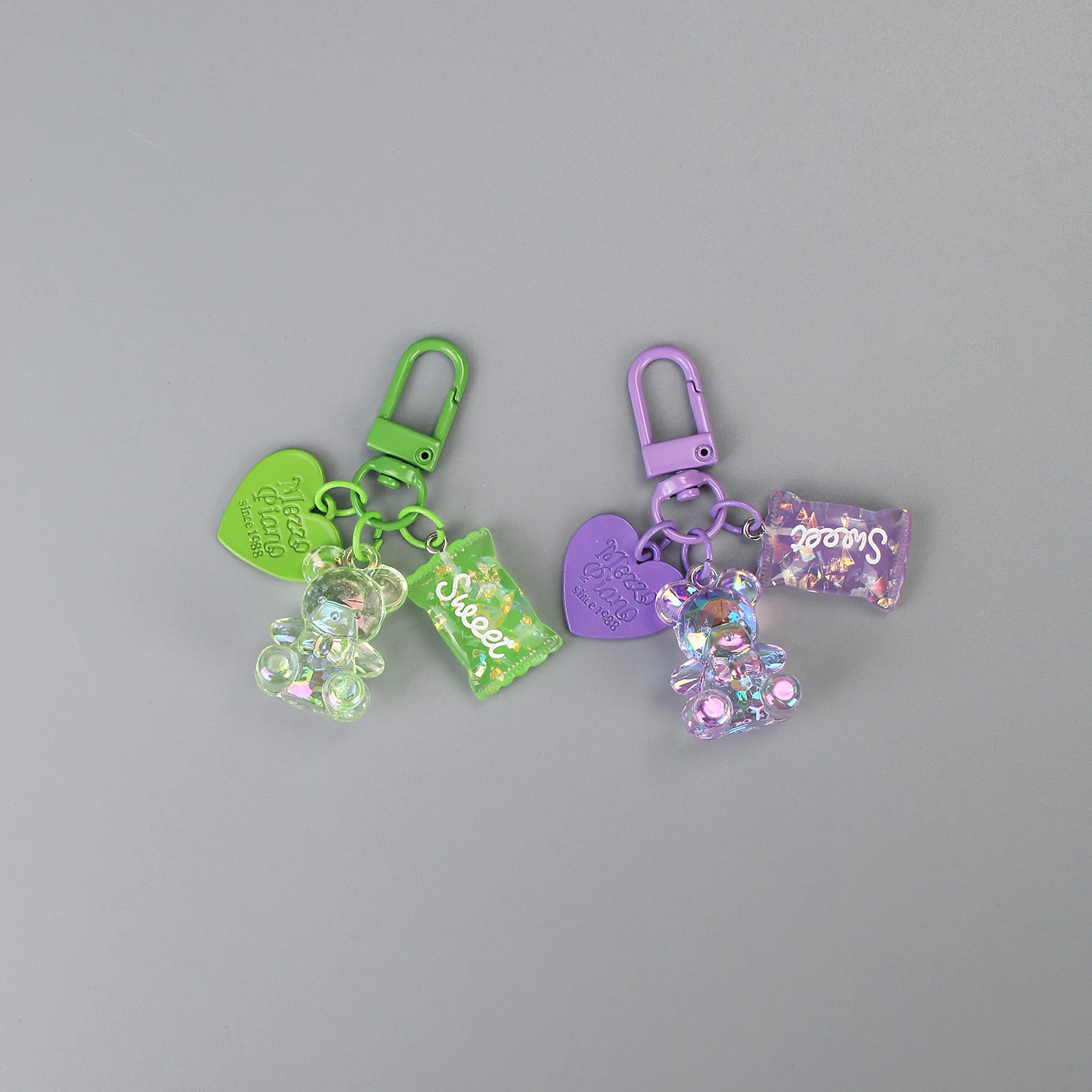 Resin Candies Keychains Metal charm Key Holder Acrylic animal Pendent Accessory for children gifts