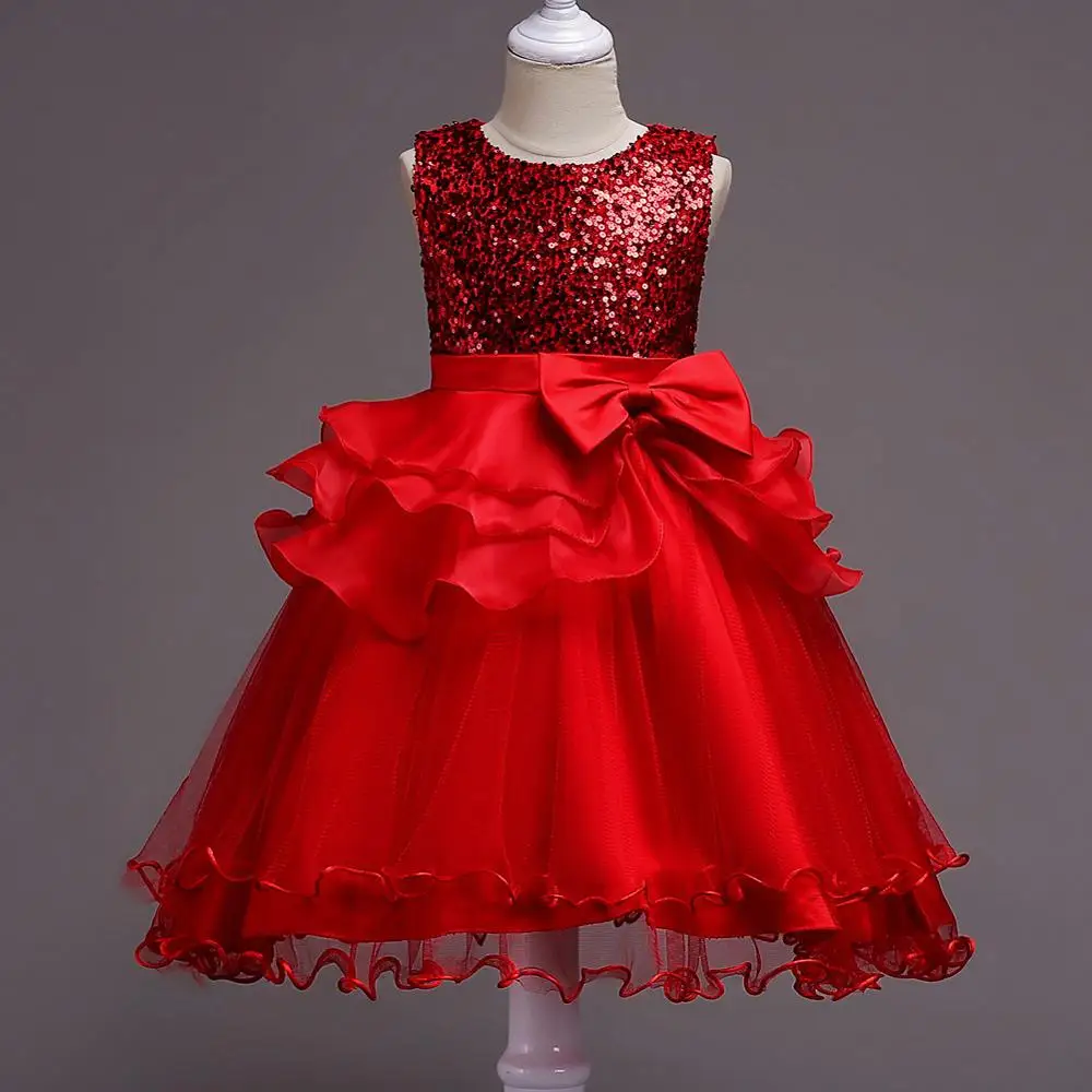 Girls Asymmetric Ruffles Lace Tulle Sequin Dress Wedding Dresses For Girls