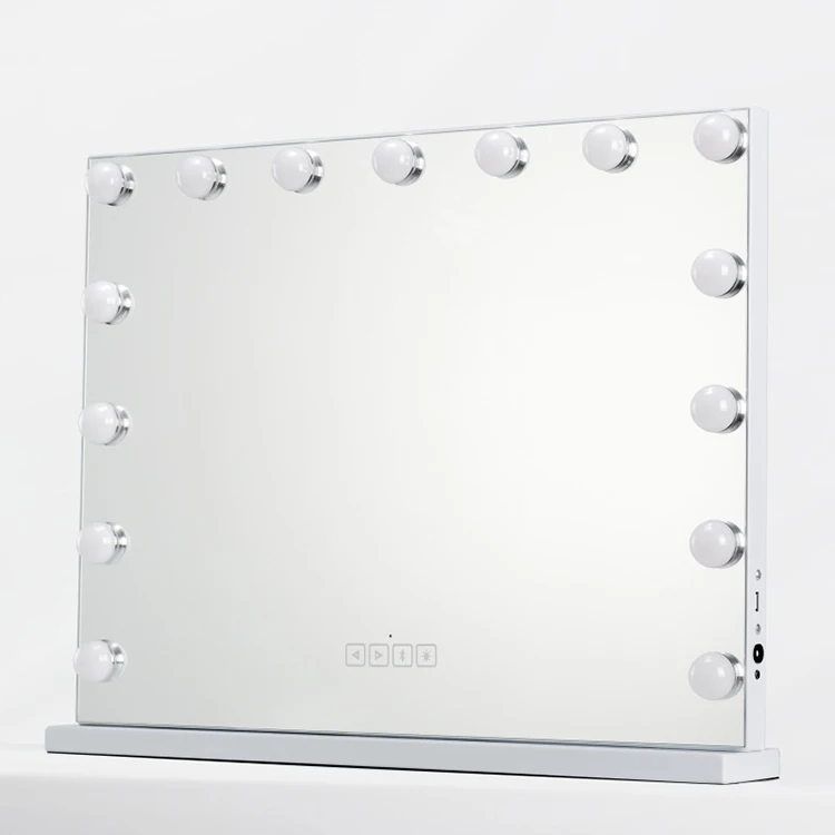 Vanity Table 58x46cm With Led Lights Mirror Cosmetic Tabletop Bluetooth Hollywood Makeup Bathroom Mirror With bluetooth Speaker