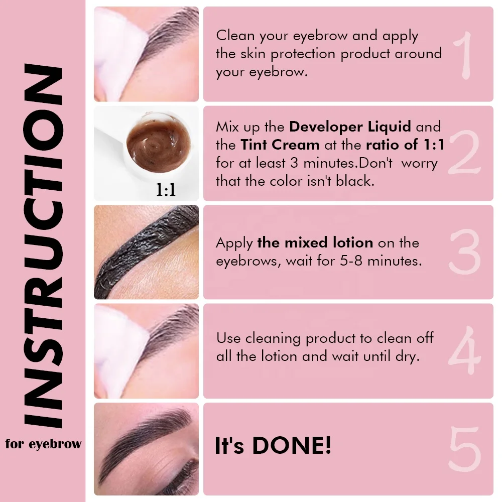 Custom Private label Eyelash dye Tint Kit  Brow tinting kit Black brow coffee Waterproof Dye Eyebrow tinting