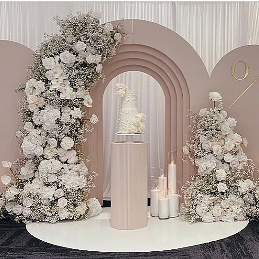 Luxury Pvc Acrylic Exquisite Round Half Wedding Furniture Curve Backdrop Square Acrylic Arch Pillar