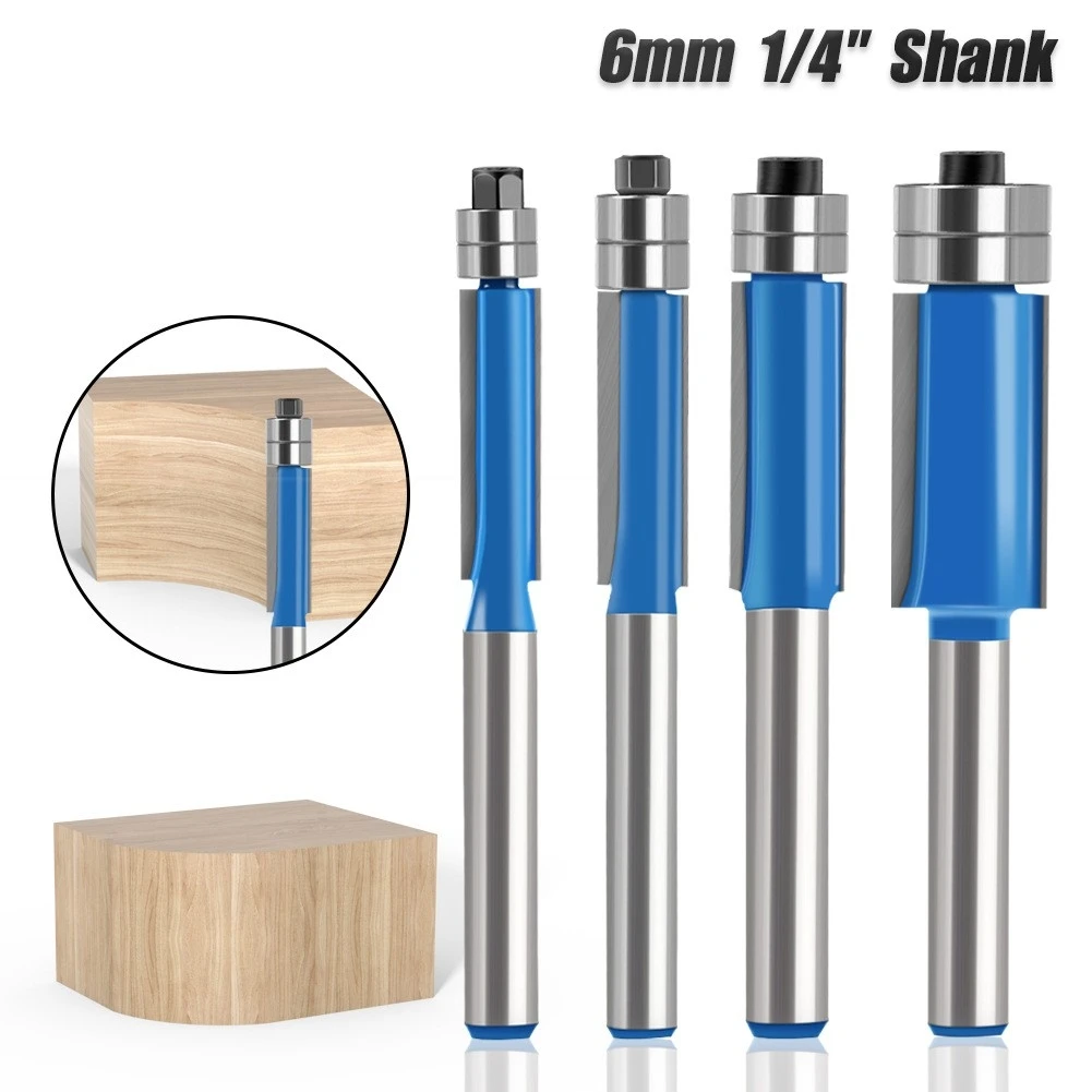 4pc 25.4mm double bearing trimming bit woodworking side milling cutter trimming router bit decoration furniture cutting end mill