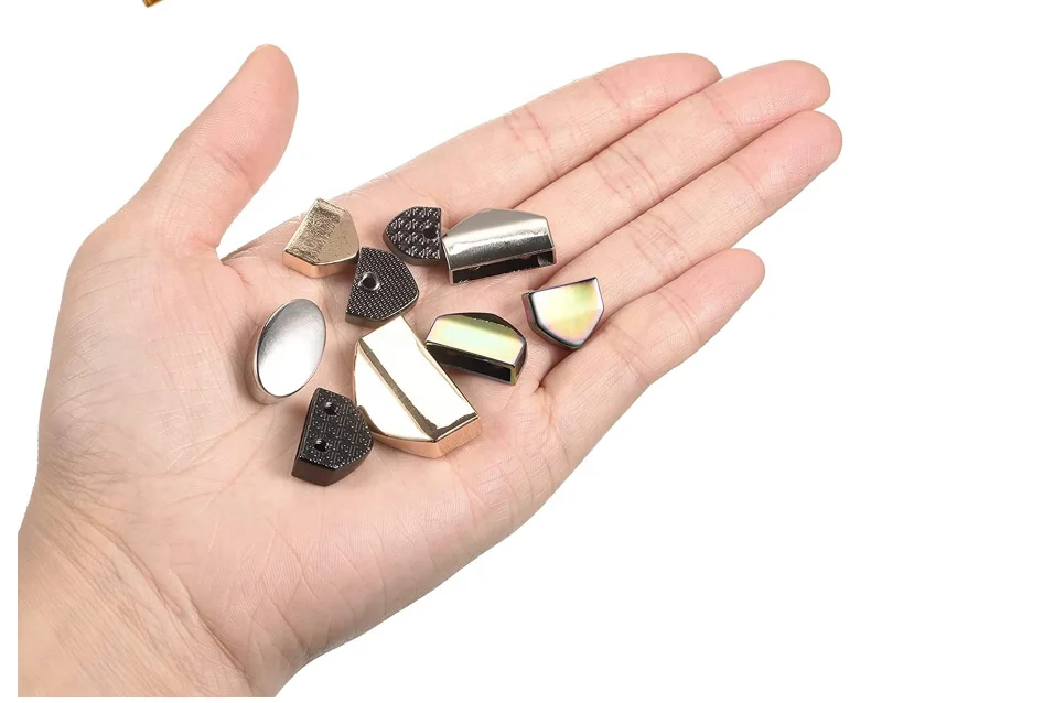 V shape tail clips end bags hardware metal Angle protector corner clip zipper end hand pull decorative buckle