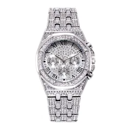 BW 8236 European and American hot sale high-end large dial full Diamond Sky star three-eye set diamond waterproof quartz watch
