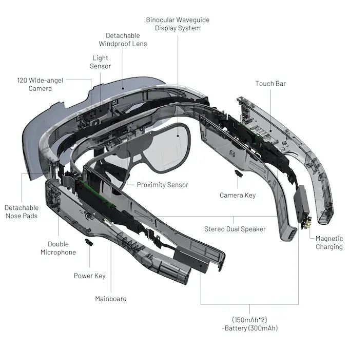 2024 New Arrival LAWK ONE AR/VR Glasses  Outdoor Sport Date Visualization 8 Hours Music 4K Video Recording AI Voice AR Glasses
