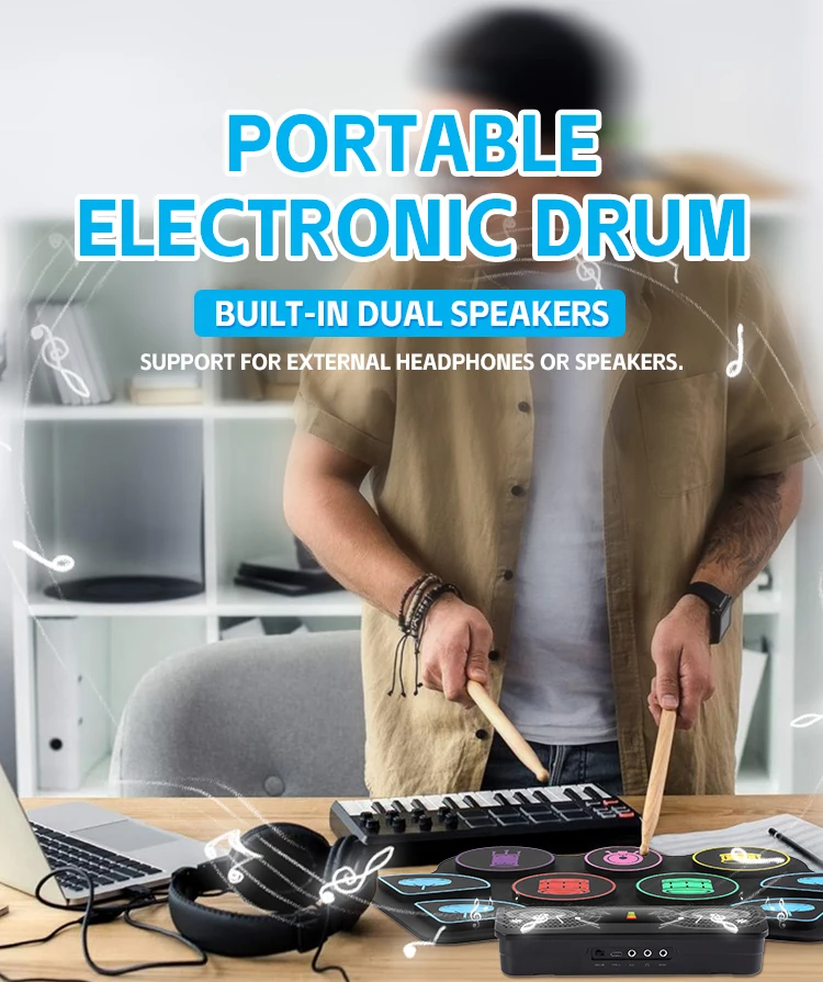 High Quality Roll Up Drum Electronic Drum Made In China Built In Battery And Speaker