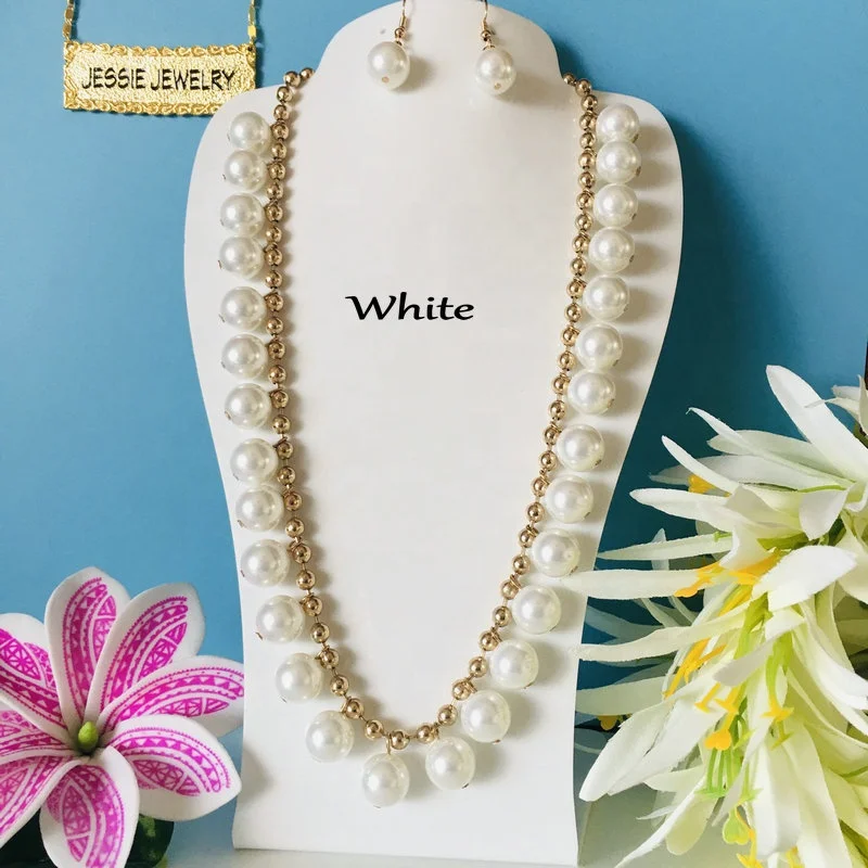 hawaiian jewelry set design pearl earring samoan jewelry set gold filled long chain pearl set for woman