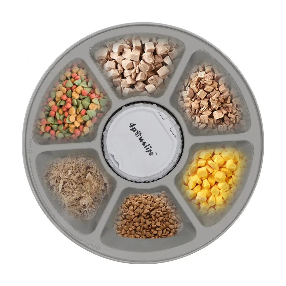 24 Hours Automatic Round Pet Feeder 6 Grids Timing Food Dispenser Voice Recorder Food Bowl For Cat Dog Pet